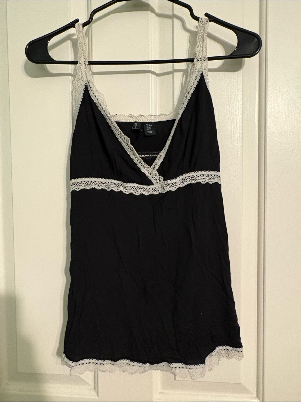 Cynthia Rowley Black Lace-Trim Cami Tank Top